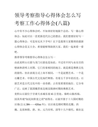 领导考察指导心得体会怎么写 考察工作心得体会(八篇)