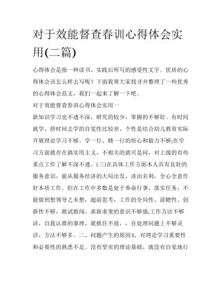 对于效能督查春训心得体会实用(二篇)