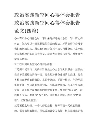 政治实践新空间心得体会报告 政治实践新空间心得体会报告范文(四篇)