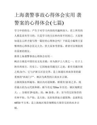 上海袭警事故心得体会实用 袭警案的心得体会(七篇)