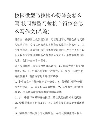 校园微型马拉松心得体会怎么写 校园微型马拉松心得体会怎么写作文(八篇)