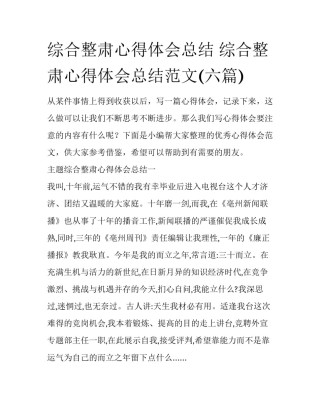 综合整肃心得体会总结 综合整肃心得体会总结范文(六篇)