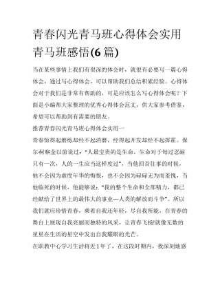 青春闪光青马班心得体会实用 青马班感悟(6篇)