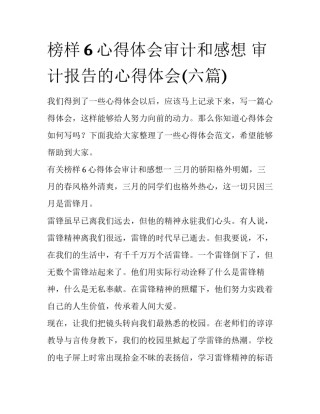 榜样6心得体会审计和感想 审计报告的心得体会(六篇)