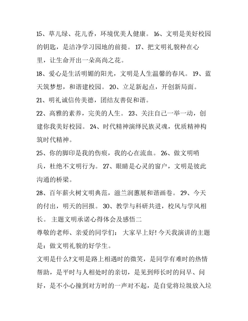 文明承诺心得体会及感悟 文明承诺一句话班会心得(二篇)_第2页