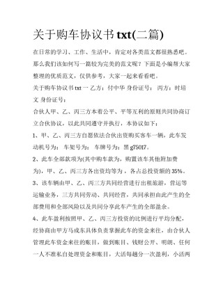关于购车协议书txt(二篇)