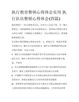 执行教育整顿心得体会实用 执行队伍整顿心得体会(四篇)