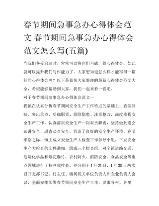 春节期间急事急办心得体会范文 春节期间急事急办心得体会范文怎么写(五篇)