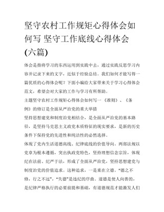 坚守农村工作规矩心得体会如何写 坚守工作底线心得体会(六篇)