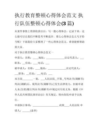 执行教育整顿心得体会范文 执行队伍整顿心得体会(3篇)