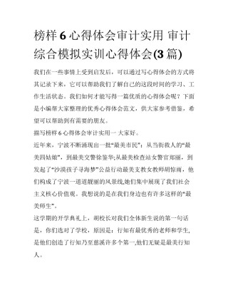 榜样6心得体会审计实用 审计综合模拟实训心得体会(3篇)