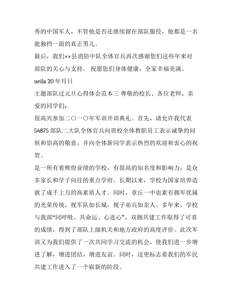 部队过元旦心得体会范本 部队春节期间总结(5篇)_第3页