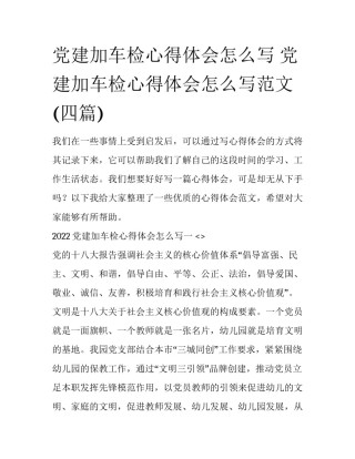 党建加车检心得体会怎么写 党建加车检心得体会怎么写范文(四篇)