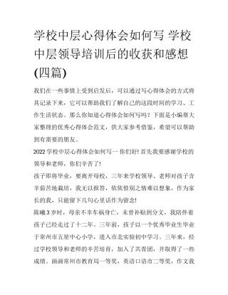 学校中层心得体会如何写 学校中层领导培训后的收获和感想(四篇)