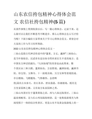 山东农信挎包精神心得体会范文 农信社挎包精神(5篇)
