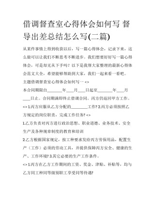 借调督查室心得体会如何写 督导出差总结怎么写(二篇)