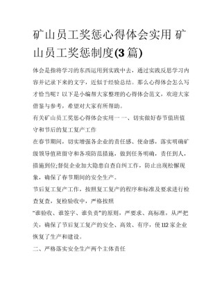 矿山员工奖惩心得体会实用 矿山员工奖惩制度(3篇)