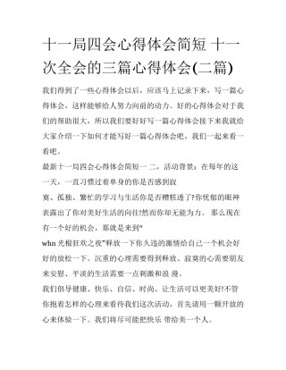 十一局四会心得体会简短 十一次全会的三篇心得体会(二篇)