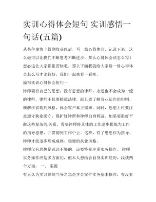 实训心得体会短句 实训感悟一句话(五篇)