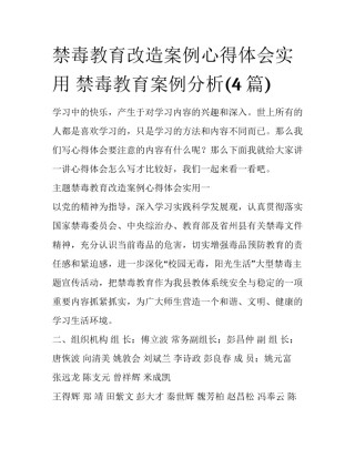 禁毒教育改造案例心得体会实用 禁毒教育案例分析(4篇)