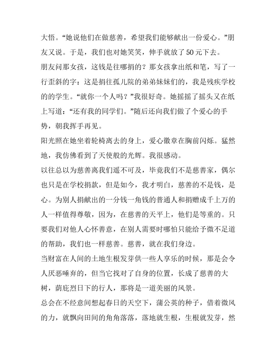 慈善心得体会范本 慈善活动心得体会作文(2篇)_第2页