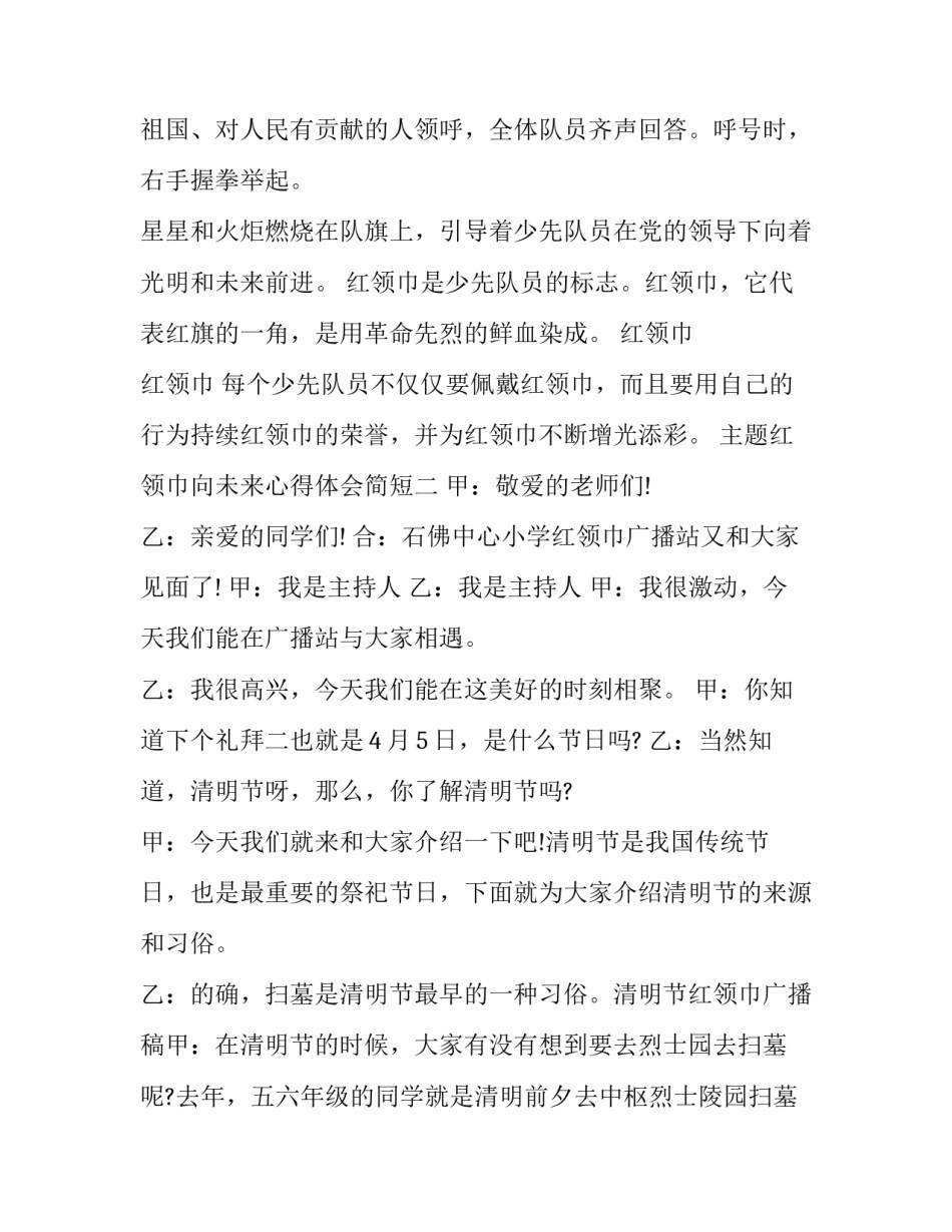 红领巾向未来心得体会简短 对于红领巾的感想(2篇)_第3页