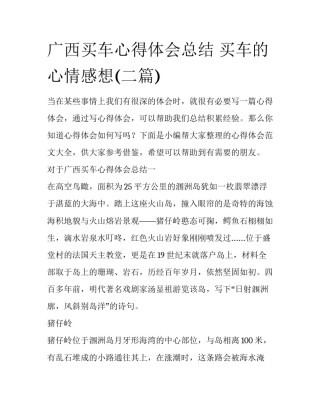 广西买车心得体会总结 买车的心情感想(二篇)