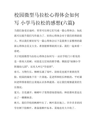 校园微型马拉松心得体会如何写 小学马拉松的感想(六篇)