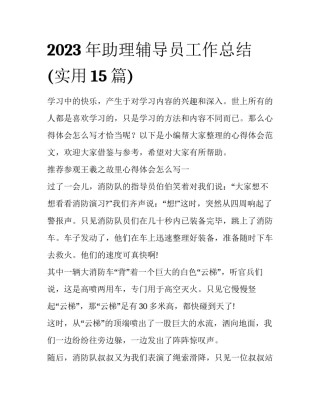 2023年助理辅导员工作总结(实用15篇)