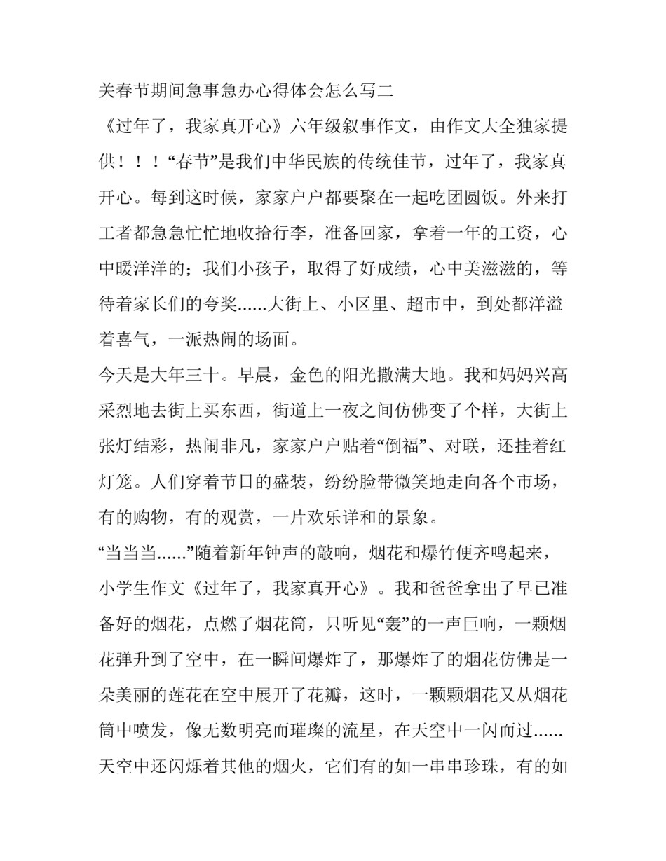 春节期间急事急办心得体会怎么写 春节期间急事急办心得体会怎么写啊(3篇)_第3页
