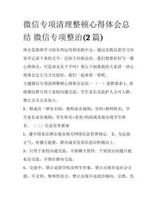 微信专项清理整顿心得体会总结 微信专项整治(2篇)