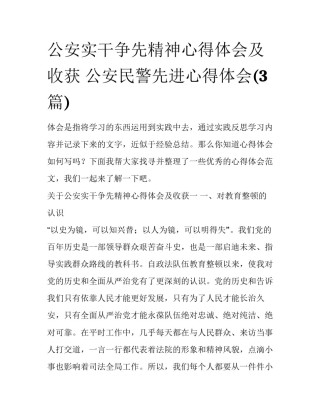 公安实干争先精神心得体会及收获 公安民警先进心得体会(3篇)