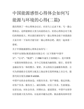 中国能源感悟心得体会如何写 能源与环境的心得(二篇)