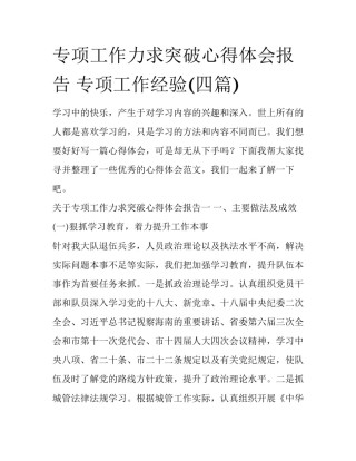 专项工作力求突破心得体会报告 专项工作经验(四篇)