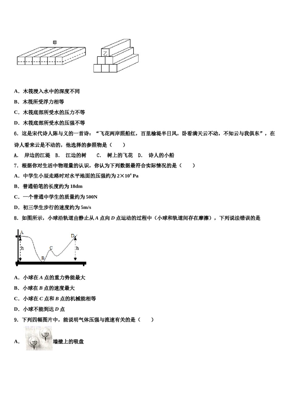 2023-2024学年上海市民办和衷中学八下物理期末考试试题含解析.doc_第2页