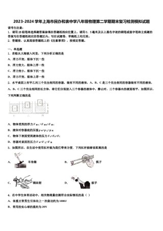 2023-2024学年上海市民办和衷中学八年级物理第二学期期末复习检测模拟试题含解析.doc