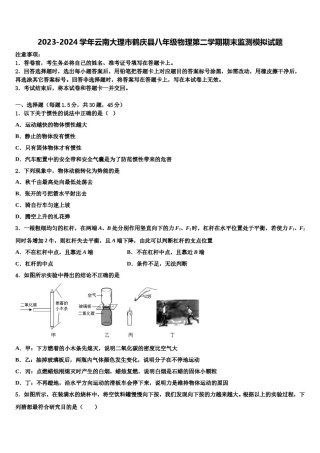 2023-2024学年云南大理市鹤庆县八年级物理第二学期期末监测模拟试题含解析.doc