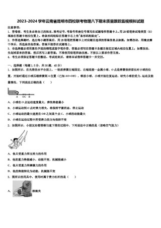 2023-2024学年云南省昆明市四校联考物理八下期末质量跟踪监视模拟试题含解析.doc
