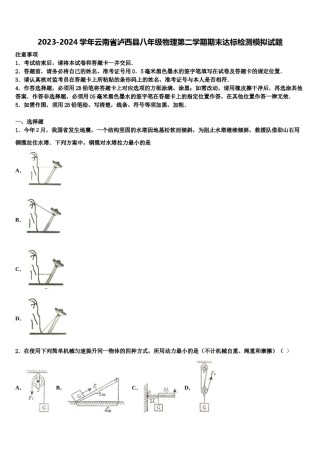 2023-2024学年云南省泸西县八年级物理第二学期期末达标检测模拟试题含解析.doc
