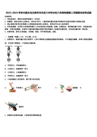 2023-2024学年内蒙古乌兰察布市北京八中学分校八年级物理第二学期期末统考试题含解析.doc