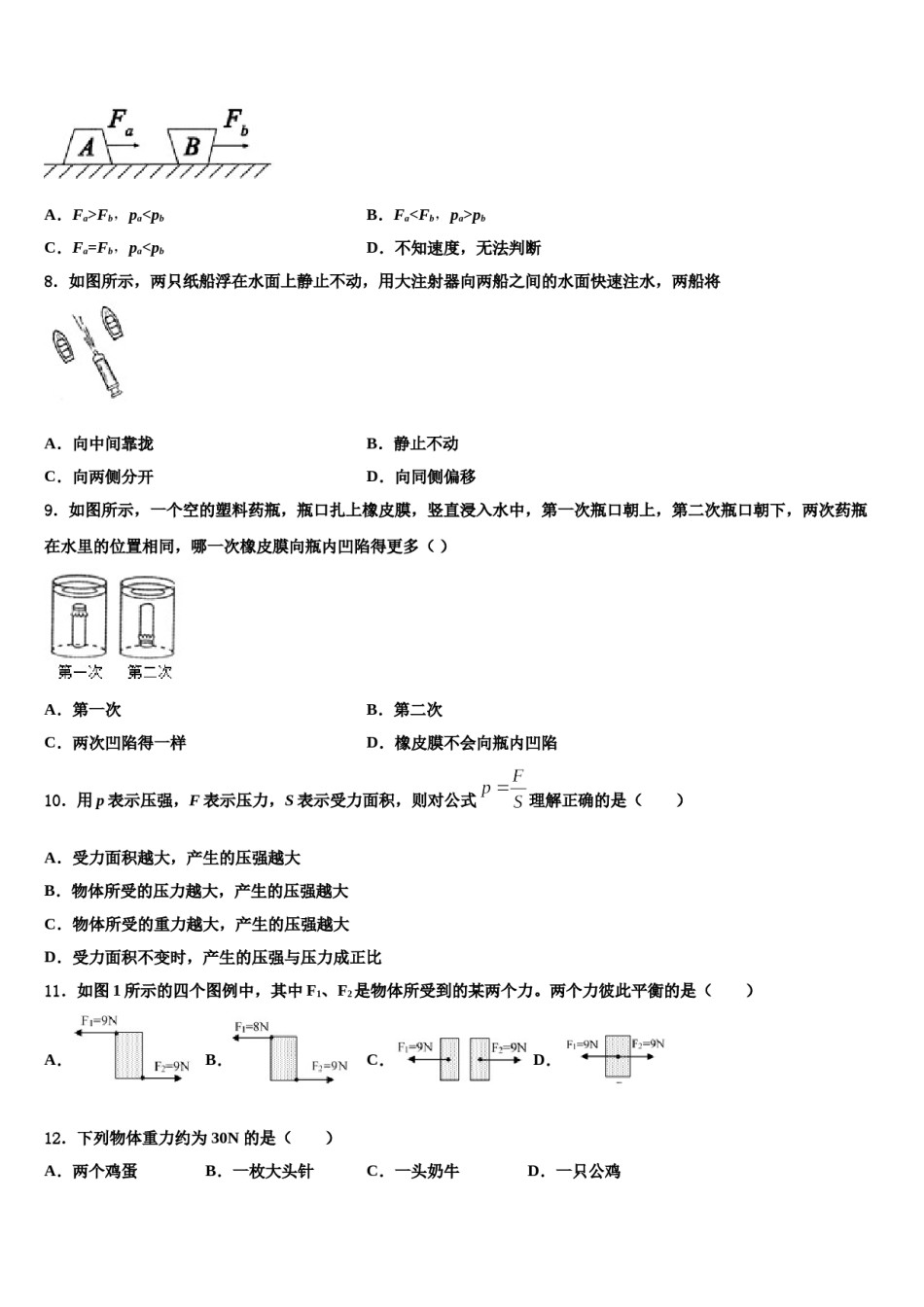 2023-2024学年北京中学国人民大附属中学物理八下期末复习检测试题含解析.doc_第3页
