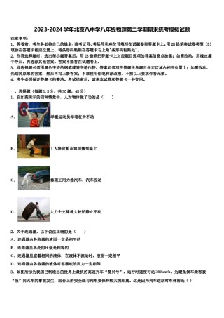 2023-2024学年北京八中学八年级物理第二学期期末统考模拟试题含解析.doc