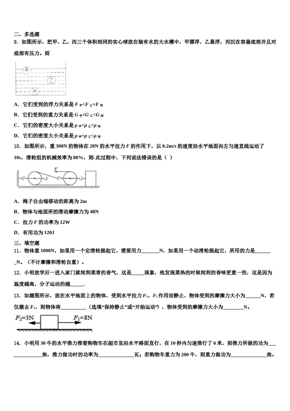 2023-2024学年北京市东城区第六十六中学八年级物理第二学期期末达标检测模拟试题含解析.doc_第3页