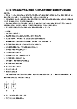 2023-2024学年北京市丰台区第十二中学八年级物理第二学期期末考试模拟试题含解析.doc