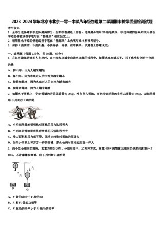 2023-2024学年北京市北京一零一中学八年级物理第二学期期末教学质量检测试题含解析.doc