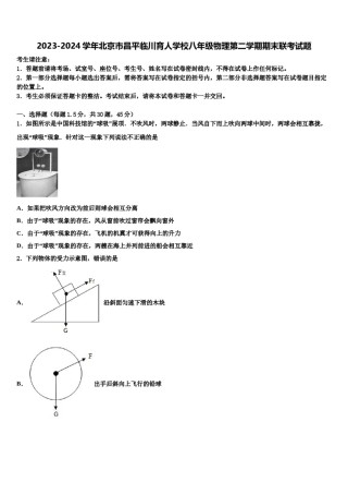2023-2024学年北京市昌平临川育人学校八年级物理第二学期期末联考试题含解析.doc