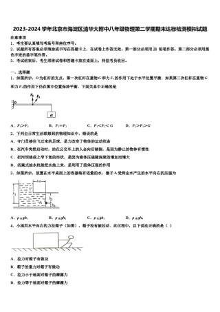 2023-2024学年北京市海淀区清华大附中八年级物理第二学期期末达标检测模拟试题含解析.doc