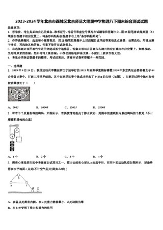 2023-2024学年北京市西城区北京师范大附属中学物理八下期末综合测试试题含解析.doc