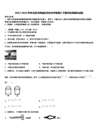 2023-2024学年北京市西城区月坛中学物理八下期末检测模拟试题含解析.doc