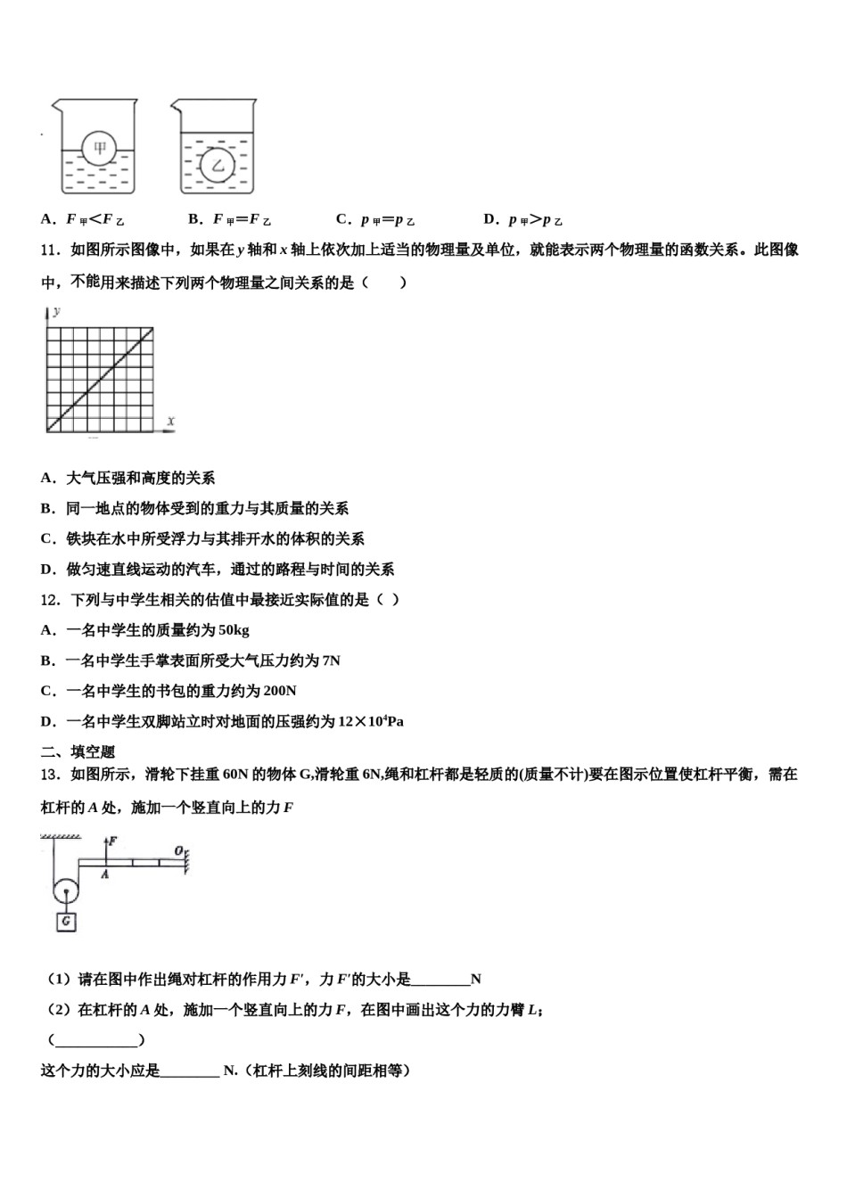 2023-2024学年北京朝阳区第十七中学八下物理期末质量检测试题含解析.doc_第3页
